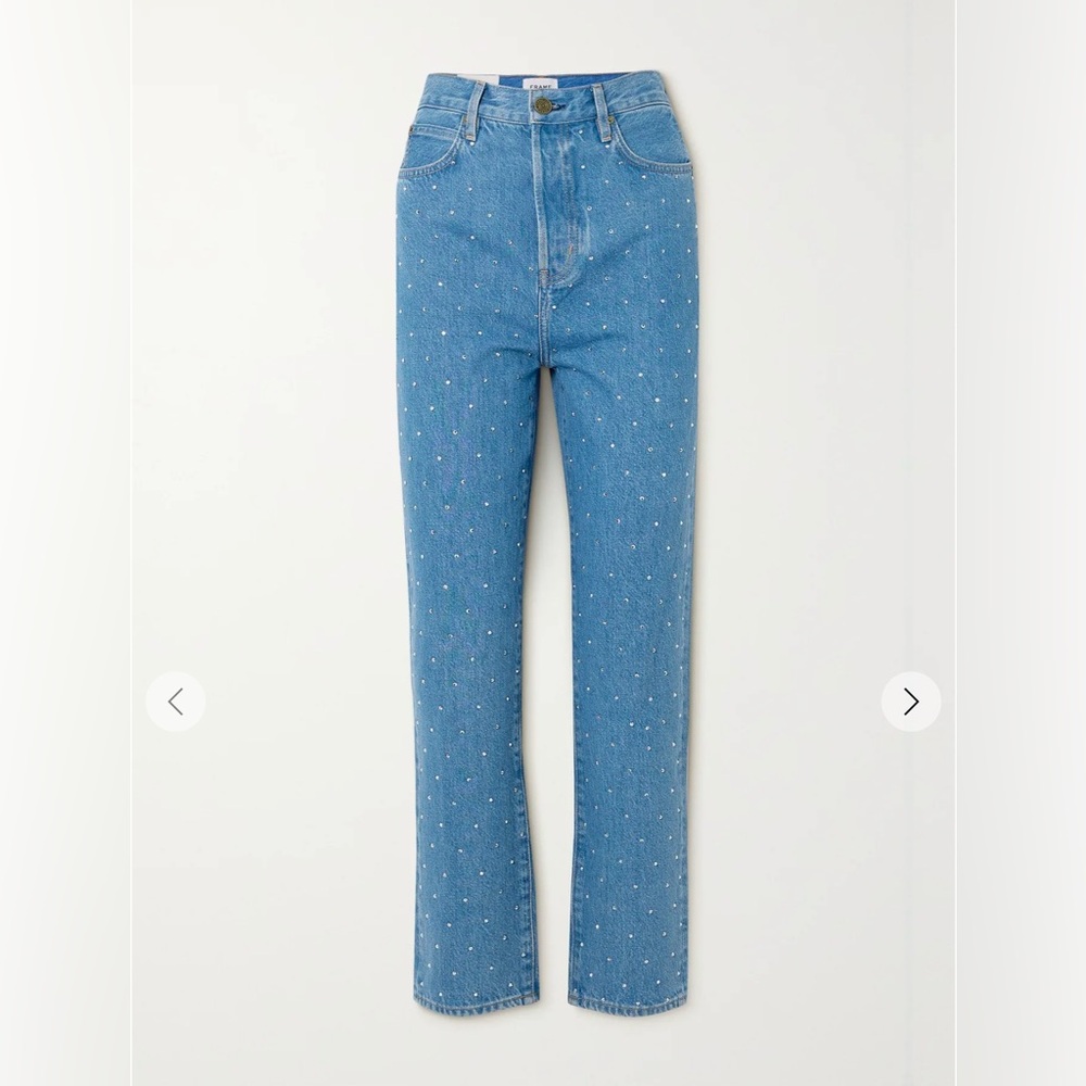 Frame Le Mec crystal-embellished high-rise slim-leg jeans